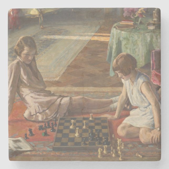 The Chess Players (by John Lavery) Stone Coaster (Front)