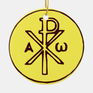 The Chi-Rho Christogram symbol  Ceramic Tree Decoration
