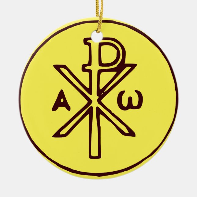 The Chi-Rho Christogram symbol  Ceramic Tree Decoration (Front)
