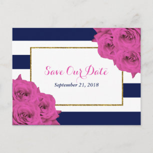 The Chic Modern Luxe Wedding Collection Pink Roses Announcement Postcard