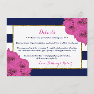 The Chic Modern Luxe Wedding Collection Pink Roses Enclosure Card