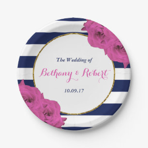 The Chic Modern Luxe Wedding Collection Pink Roses Paper Plate