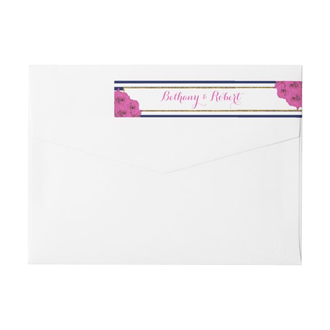 The Chic Modern Luxe Wedding Collection Pink Roses Wrap Around Label (Back)