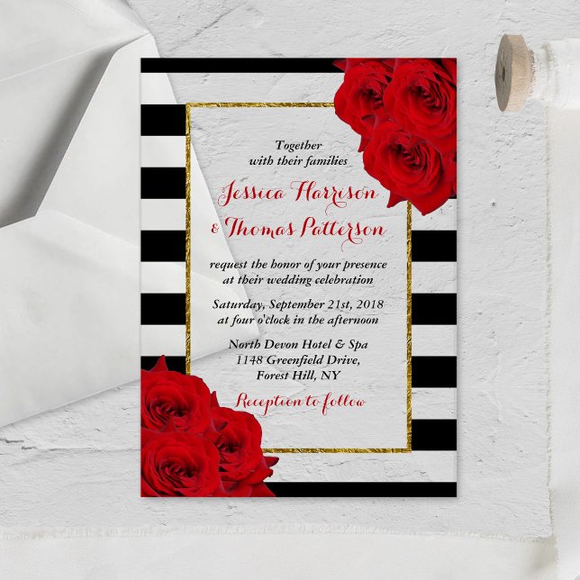 The Chic Modern Luxe Wedding Collection- Red Roses Acrylic Invitations (Creator Uploaded)