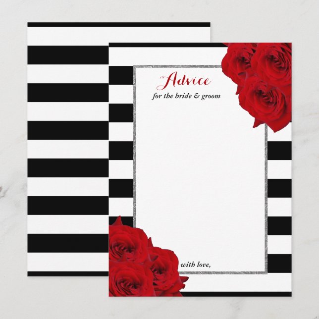 The Chic Modern Luxe Wedding Collection- Red Roses Advice Card (Front/Back)