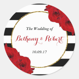 The Chic Modern Luxe Wedding Collection- Red Roses Classic Round Sticker