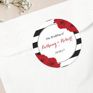 The Chic Modern Luxe Wedding Collection- Red Roses Classic Round Sticker