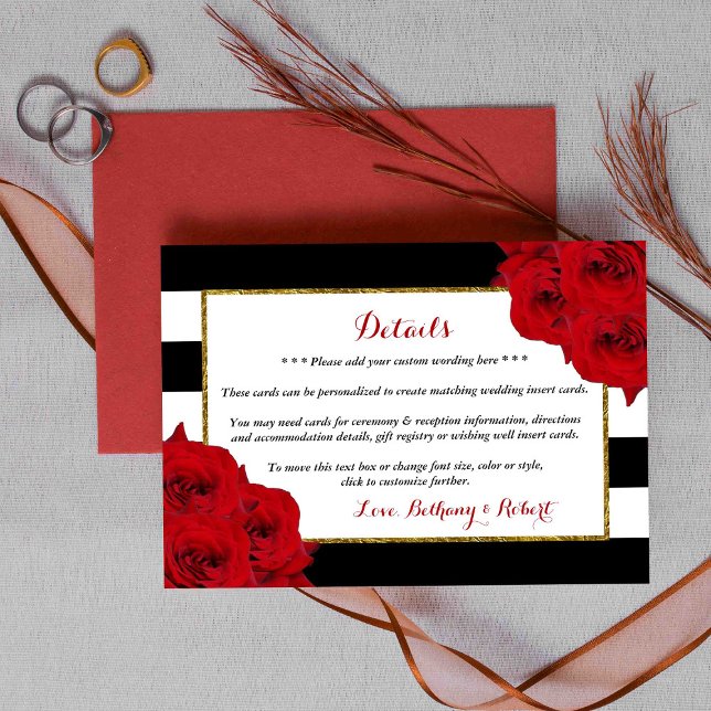 The Chic Modern Luxe Wedding Collection- Red Roses Enclosure Card (Creator Uploaded)