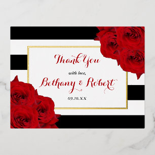 The Chic Modern Luxe Wedding Collection- Red Roses Foil Invitation Postcard