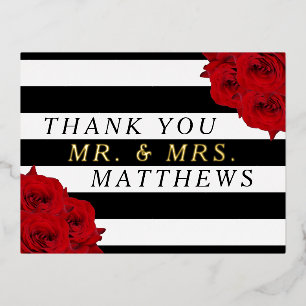 The Chic Modern Luxe Wedding Collection- Red Roses Foil Invitation Postcard