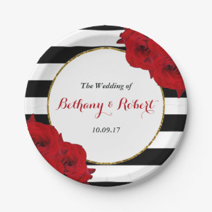 The Chic Modern Luxe Wedding Collection- Red Roses Paper Plate