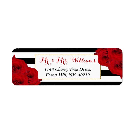 The Chic Modern Luxe Wedding Collection- Red Roses Return Address Label