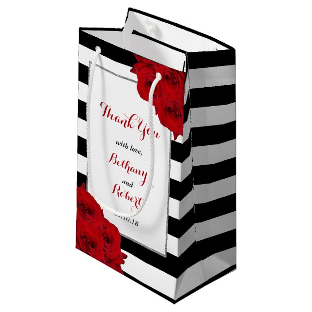 The Chic Modern Luxe Wedding Collection- Red Roses Small Gift Bag (Front Angled)