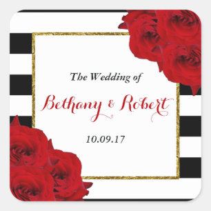 The Chic Modern Luxe Wedding Collection- Red Roses Square Sticker