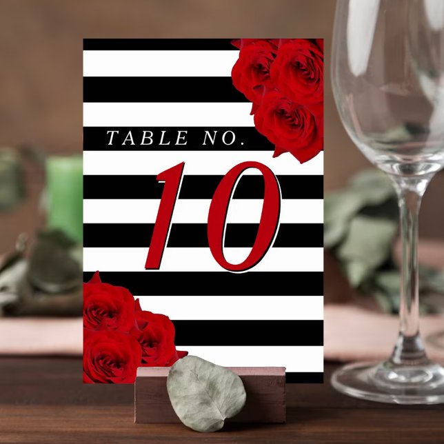 The Chic Modern Luxe Wedding Collection- Red Roses Table Number (Creator Uploaded)