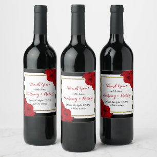 The Chic Modern Luxe Wedding Collection- Red Roses Wine Label
