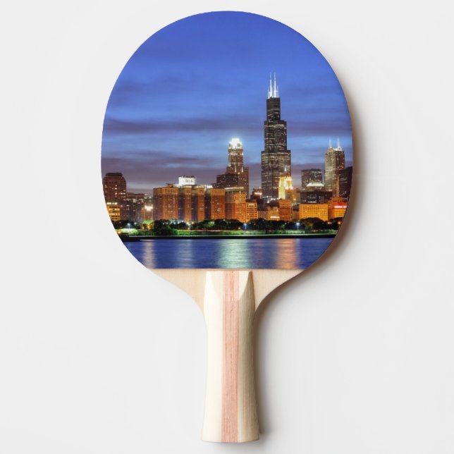 The Chicago skyline from the Adler Planetarium Ping Pong Paddle (Front)