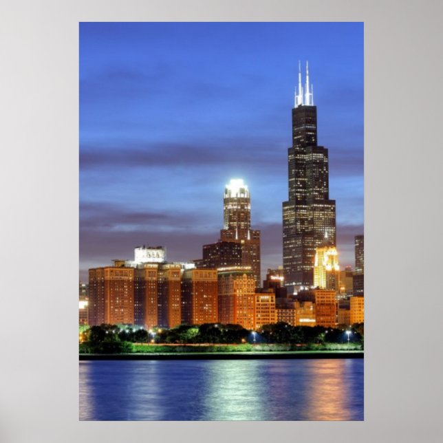 The Chicago skyline from the Adler Planetarium Poster (Front)