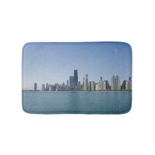 The Chicago Skyline with Mirrored Pattern Bath Mat