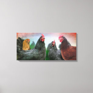 The Chicken Ladies 26x12 Stretched Canvas