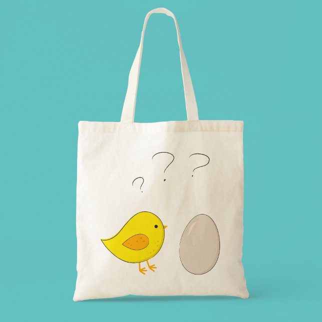 The chicken or the egg Cute cartoon Easter Tote Bag (Creator Uploaded)