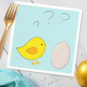 The Chicken or the Egg Cute Easter cartoon Funny Napkin
