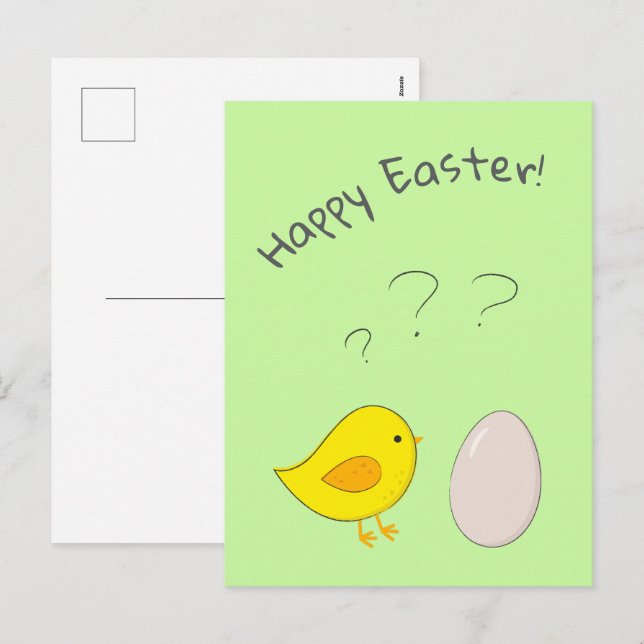 The chicken or the egg cute Easter cartoon Holiday Postcard (Front/Back)