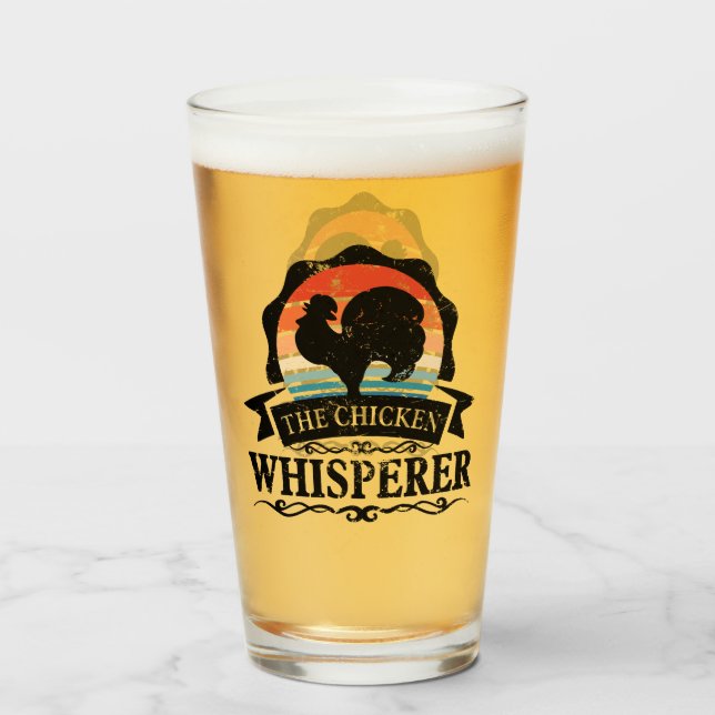 The Chicken Whisperer Funny Glass (Front Filled)