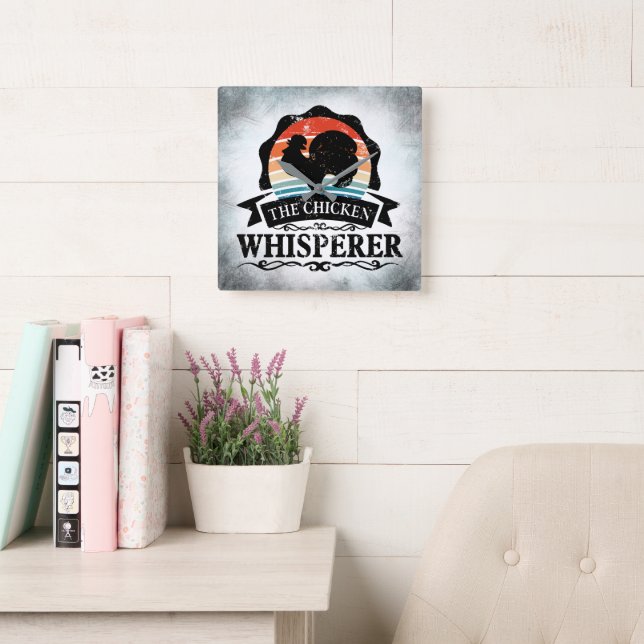 The Chicken Whisperer Funny Square Wall Clock (Reading Room)