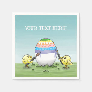 The chickens paint a colourful Easter egg Napkin