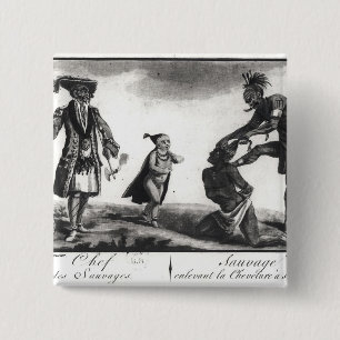 The Chief of the Savages Scalping his Enemy 15 Cm Square Badge