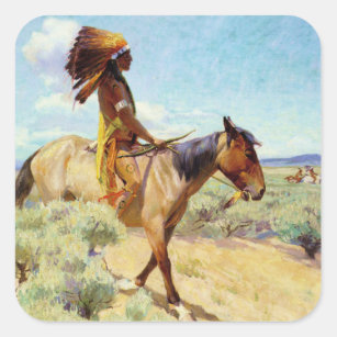 “The Chief” Western Art by W Herbert Dunton Square Sticker