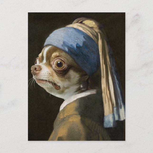 The Chihuahua with a Pearl Earring Postcard (Front)
