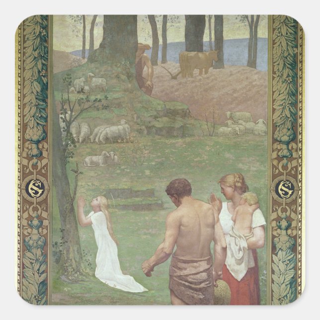 The Childhood of St. Genevieve Square Sticker (Front)