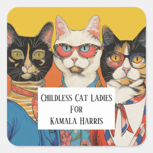The Childless Cat Ladies For Kamala Square Sticker