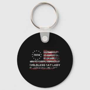 The Childless Cat Lady 2024 For President Us Flag Key Ring