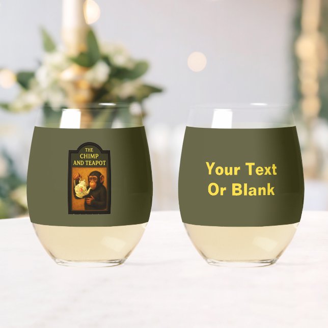 The Chimp And Teapot Pub Stemless Wine Glass (Insitu (Wedding))