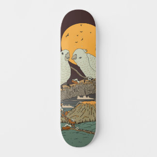 The chirping of small birds skateboard