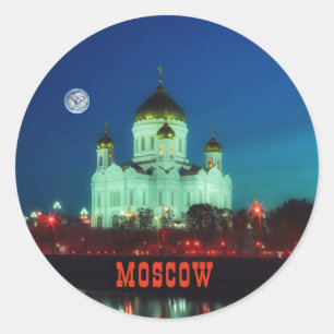 The Christ the Saviour cathedral in Moscow Classic Round Sticker