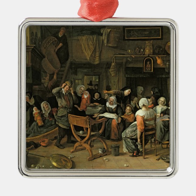 The Christening Feast, 1668 Metal Tree Decoration (Front)