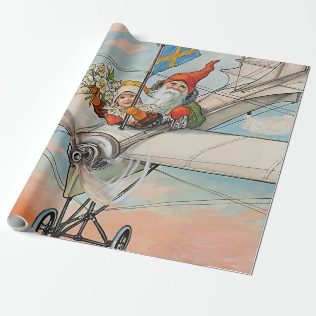 “The Christmas Aeroplane” by Jenny Nystrom Wrapping Paper (Unrolled)
