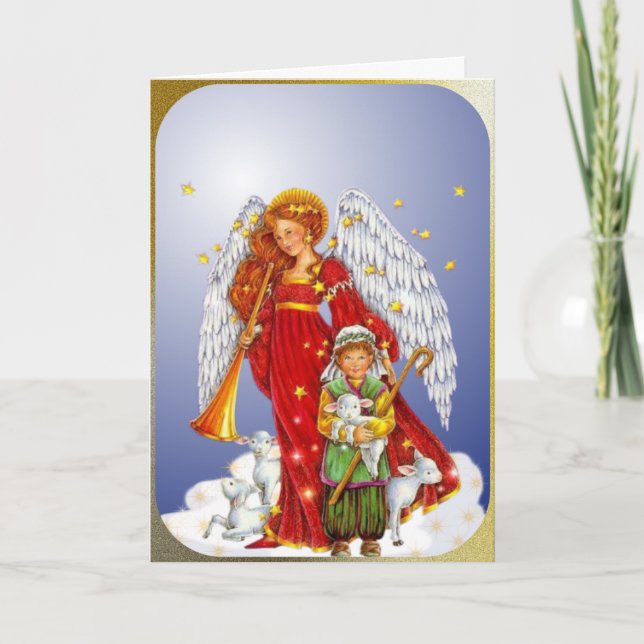 The Christmas Angel and the Little Shepherd Boy Holiday Card (Front)