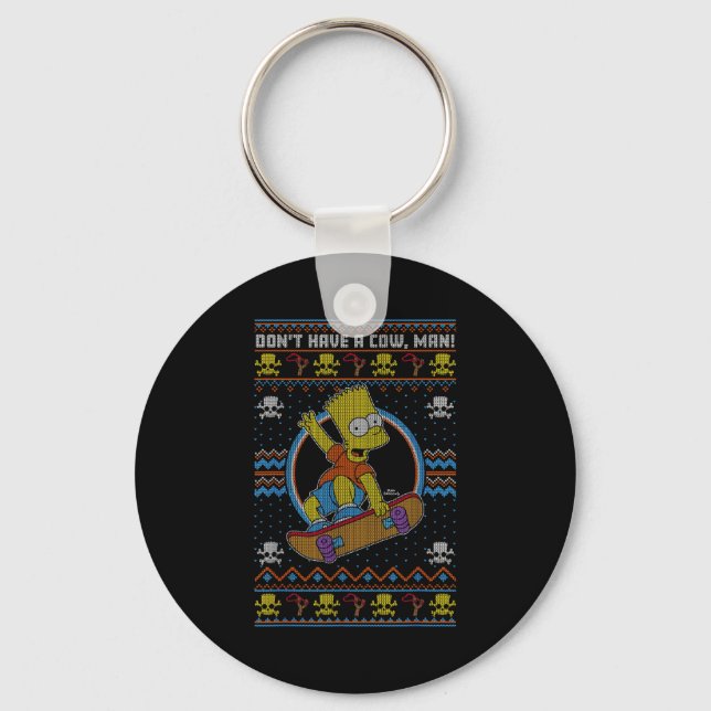 The Christmas Bart Don't Have A Cow Ugly Sweater  Key Ring (Front)