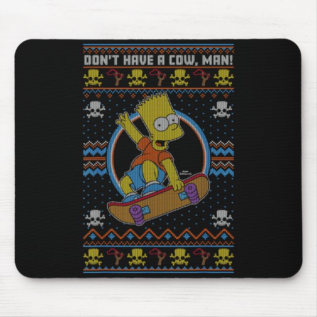 The Christmas Bart Don't Have A Cow Ugly Sweater  Mouse Mat (Front)