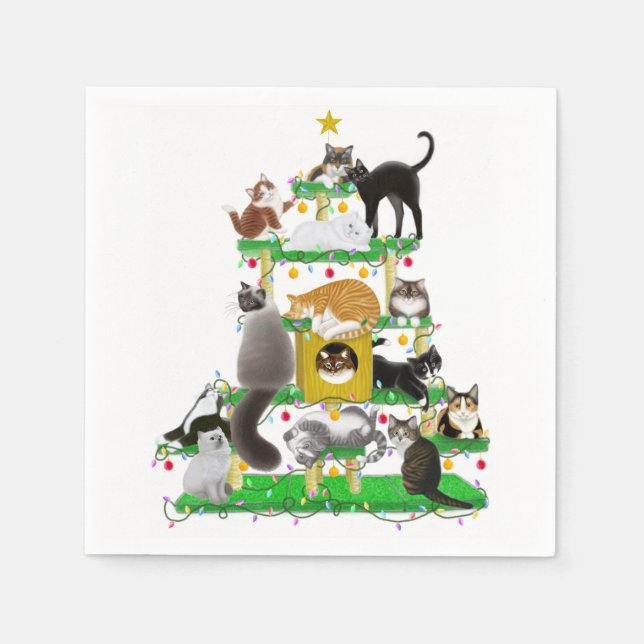 The Christmas Cat Tree Paper Napkins (Front)