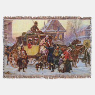 The Christmas Coach 1795 Jean Leon G. Ferris Throw Blanket