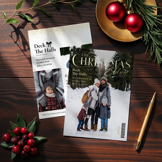 The Christmas Edition Family Photo Magazine Cover Foil Holiday Card (The Christmas Edition Family Photo Magazine Cover Foil Holiday Card)