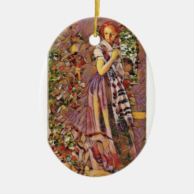 The Christmas Greyhound Ceramic Tree Decoration (Front)