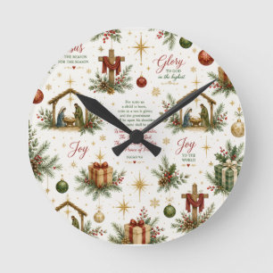 The Christmas Nativity Remembering the Birth of Round Clock