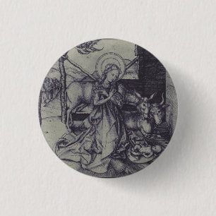 The Christmas Nativity Stark Ink Art 3 Cm Round Badge